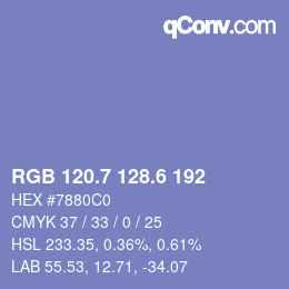 カラーコード: RGB 120.7 128.6 192 | qconv.com