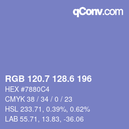 カラーコード: RGB 120.7 128.6 196 | qconv.com