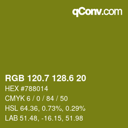 カラーコード: RGB 120.7 128.6 20 | qconv.com