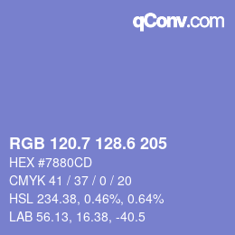 カラーコード: RGB 120.7 128.6 205 | qconv.com