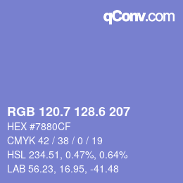 カラーコード: RGB 120.7 128.6 207 | qconv.com