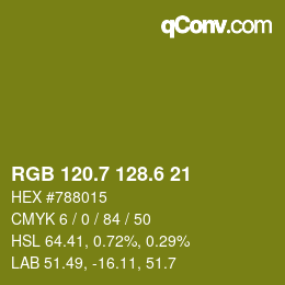 カラーコード: RGB 120.7 128.6 21 | qconv.com