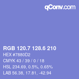 カラーコード: RGB 120.7 128.6 210 | qconv.com