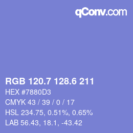 カラーコード: RGB 120.7 128.6 211 | qconv.com