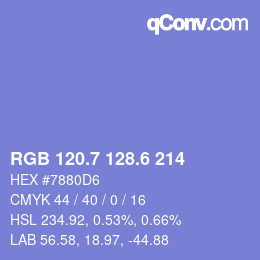 カラーコード: RGB 120.7 128.6 214 | qconv.com