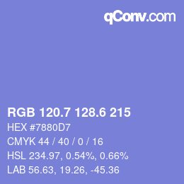 カラーコード: RGB 120.7 128.6 215 | qconv.com
