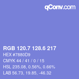 カラーコード: RGB 120.7 128.6 217 | qconv.com