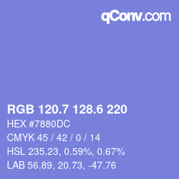カラーコード: RGB 120.7 128.6 220 | qconv.com