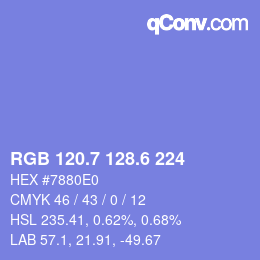 カラーコード: RGB 120.7 128.6 224 | qconv.com