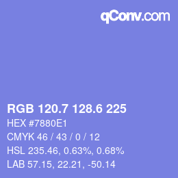 カラーコード: RGB 120.7 128.6 225 | qconv.com