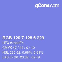 カラーコード: RGB 120.7 128.6 229 | qconv.com