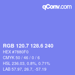 カラーコード: RGB 120.7 128.6 240 | qconv.com