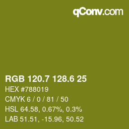 カラーコード: RGB 120.7 128.6 25 | qconv.com