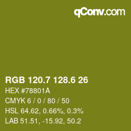 カラーコード: RGB 120.7 128.6 26 | qconv.com