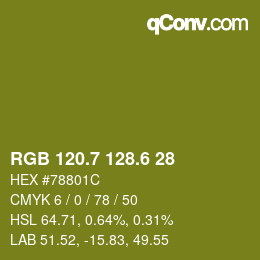 カラーコード: RGB 120.7 128.6 28 | qconv.com