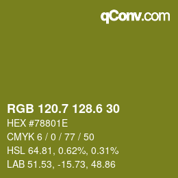 カラーコード: RGB 120.7 128.6 30 | qconv.com