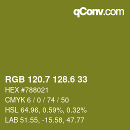 カラーコード: RGB 120.7 128.6 33 | qconv.com