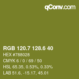 カラーコード: RGB 120.7 128.6 40 | qconv.com