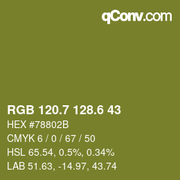 カラーコード: RGB 120.7 128.6 43 | qconv.com