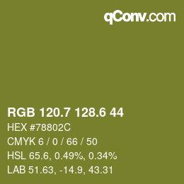 カラーコード: RGB 120.7 128.6 44 | qconv.com