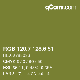 カラーコード: RGB 120.7 128.6 51 | qconv.com