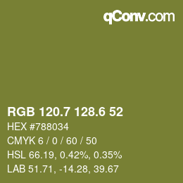 カラーコード: RGB 120.7 128.6 52 | qconv.com