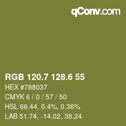 カラーコード: RGB 120.7 128.6 55 | qconv.com