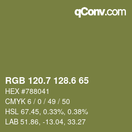 カラーコード: RGB 120.7 128.6 65 | qconv.com