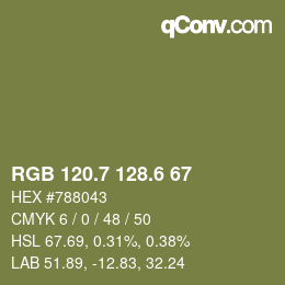 カラーコード: RGB 120.7 128.6 67 | qconv.com