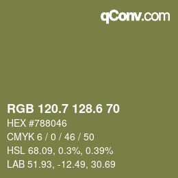 カラーコード: RGB 120.7 128.6 70 | qconv.com