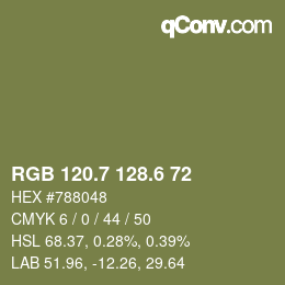 カラーコード: RGB 120.7 128.6 72 | qconv.com