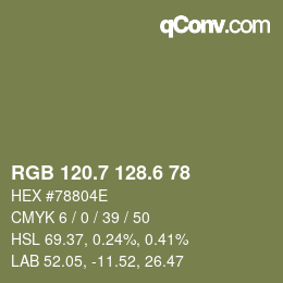 カラーコード: RGB 120.7 128.6 78 | qconv.com