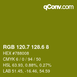 カラーコード: RGB 120.7 128.6 8 | qconv.com