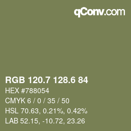 カラーコード: RGB 120.7 128.6 84 | qconv.com