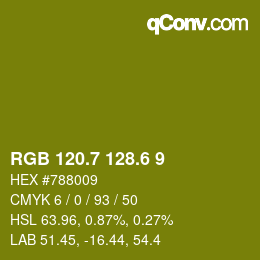 カラーコード: RGB 120.7 128.6 9 | qconv.com