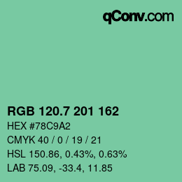 カラーコード: RGB 120.7 201 162 | qconv.com
