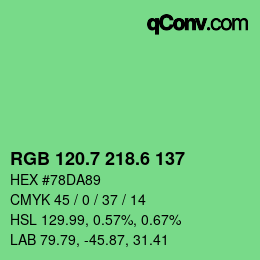 カラーコード: RGB 120.7 218.6 137 | qconv.com