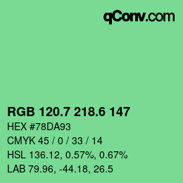 カラーコード: RGB 120.7 218.6 147 | qconv.com