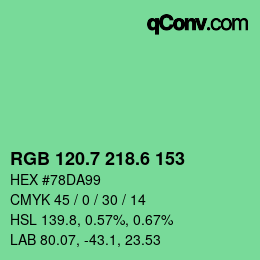 カラーコード: RGB 120.7 218.6 153 | qconv.com