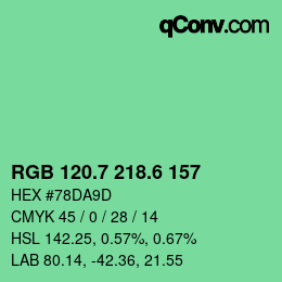 カラーコード: RGB 120.7 218.6 157 | qconv.com