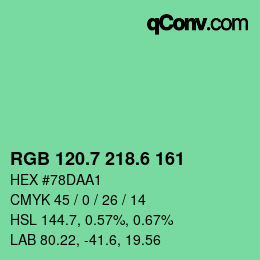カラーコード: RGB 120.7 218.6 161 | qconv.com
