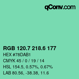 カラーコード: RGB 120.7 218.6 177 | qconv.com