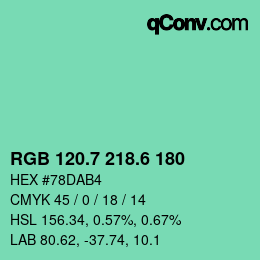 カラーコード: RGB 120.7 218.6 180 | qconv.com