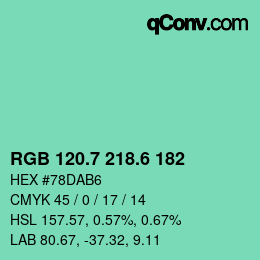 カラーコード: RGB 120.7 218.6 182 | qconv.com