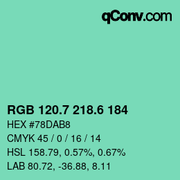 カラーコード: RGB 120.7 218.6 184 | qconv.com