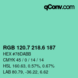 カラーコード: RGB 120.7 218.6 187 | qconv.com