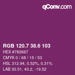カラーコード: RGB 120.7 38.6 103 | qconv.com