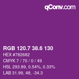 カラーコード: RGB 120.7 38.6 130 | qconv.com