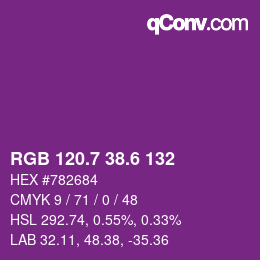 カラーコード: RGB 120.7 38.6 132 | qconv.com