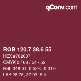 カラーコード: RGB 120.7 38.6 55 | qconv.com